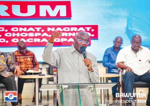 Dr Mahamudu Bawumia speaking during his engagement with members of Organised Labour Dr Mahamudu Bawumia speaking during his engagement with members of Organised Labour