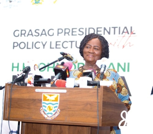 Prof. Naana Jane Opoku-Agyemang delivering the lecture on behalf of John Mahama Prof. Naana Jane Opoku-Agyemang delivering the lecture on behalf of John Mahama