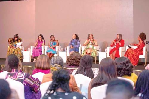 Antoinette Kwofie (3rd from right), Chief Financial Officer of MTN Ghana, speaking during the panel discussion. With her are Regina Honu (2nd from right), Founder, Soronko Academy; Koo Govender (2nd from left), Publicis Groupe Africa, and some other speakers at the event Antoinette Kwofie (3rd from right), Chief Financial Officer of MTN Ghana, speaking during the panel discussion. With her are Regina Honu (2nd from right), Founder, Soronko Academy; Koo Govender (2nd from left), Publicis Groupe Africa, and some other speakers at the event