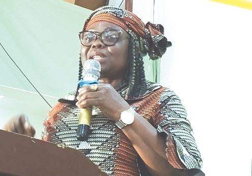 Justina Owusu-Banahene — Bono Regional Minister, addressing the conference Justina Owusu-Banahene — Bono Regional Minister, addressing the conference