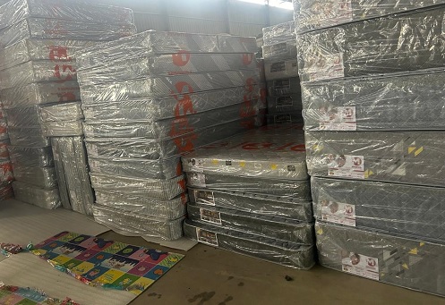 A pile of mattresses suspected to have been produced with the unapproved material