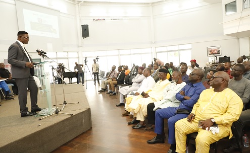 Dr Emmanuel Akwetey (left), Executive Director of the Institute for Democratic Governance, addressing participants in the forum. Pictures: EDNA SALVO KOTEY