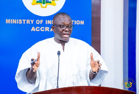 Dr Bryan Acheampong (left), Minister of Food and Agriculture, addressing the press in Accra Dr Bryan Acheampong (left), Minister of Food and Agriculture, addressing the press in Accra