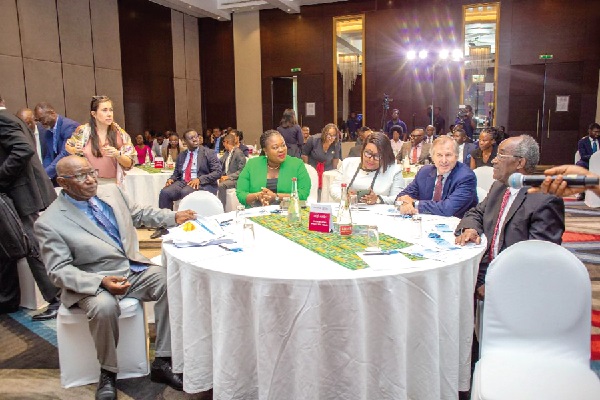 Felix Addo (left), President Of GARIA, Diana Asonaba Dapaah (2nd left), Deputy Attorney-General and Minister for Justice, Jemima Oware (3rd left), the Registrar of Companies, Kyle Kelhofer (2nd right), Senior Country Manager for IFC and Prof. Hustice Kofi Date-Bah, Governing Council, GARIA, ORC Prioritise rescue measures in hard times over liquidation — AG to businesses