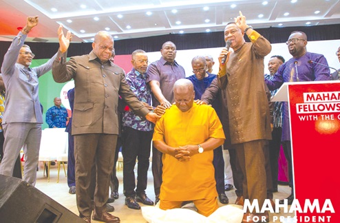 The clergy saying prayers for John Dramani Mahama