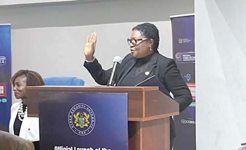 Justice Dr Bridget Kafui Anthonio-Apedzi (right), Justice of the High Court, administering the oaths at the inauguration Justice Dr Bridget Kafui Anthonio-Apedzi (right), Justice of the High Court, administering the oaths at the inauguration