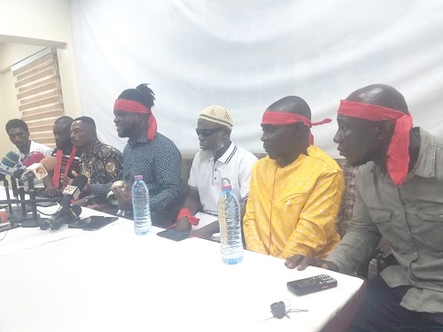 Richard Offei (3rd from right), President of the Ghana Persons with Disabilities Entrepreneurs and Business Association, addressing participants. Those with him are some executive members of the association Richard Offei (3rd from right), President of the Ghana Persons with Disabilities Entrepreneurs and Business Association, addressing participants. Those with him are some executive members of the association