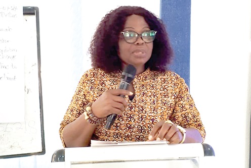 Justina Owusu-Banahene (inset), Bono Regional Minister, addressing the participants Justina Owusu-Banahene (inset), Bono Regional Minister, addressing the participants