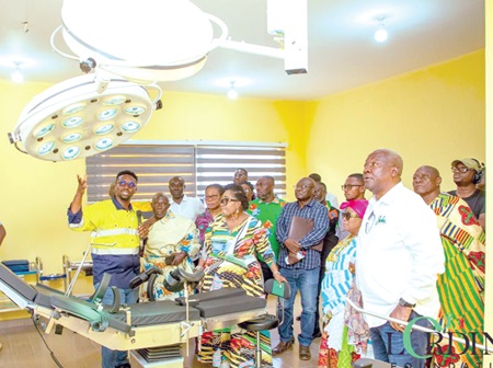 Former President John Dramani Mahama (right) and his wife, Lordina Mahama (arrowed), inspecting one of the facilities at the centre Former President John Dramani Mahama (right) and his wife, Lordina Mahama (arrowed), inspecting one of the facilities at the centre