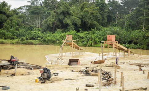 A galamsey site in the Twifo Atti Mokwa District