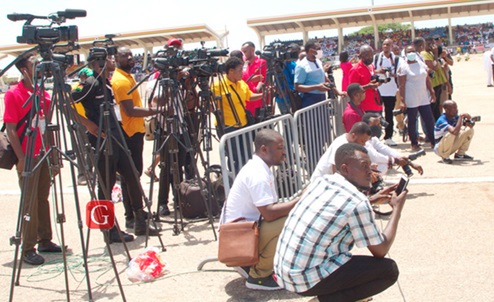 Journalists at an event Journalists at an event