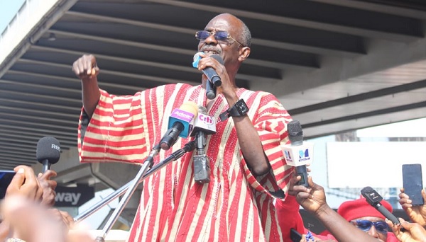 Johnson Asiedu Nketiah, the National Chairman of the NDC addressing demonstrators. 