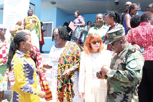 Major General Richard Addo-Gyane (right), Commandant of KAIPTC; Berenice Owen-Jones (2nd from right), Australian High Commissioner to Ghana; Theodora Williams-Anti (left), Executive Director of FOSDA, and Joana Opare (2nd from left), a member of National Peace Council, interacting after the conference Major General Richard Addo-Gyane (right), Commandant of KAIPTC; Berenice Owen-Jones (2nd from right), Australian High Commissioner to Ghana; Theodora Williams-Anti (left), Executive Director of FOSDA, and Joana Opare (2nd from left), a member of National Peace Council, interacting after the conference