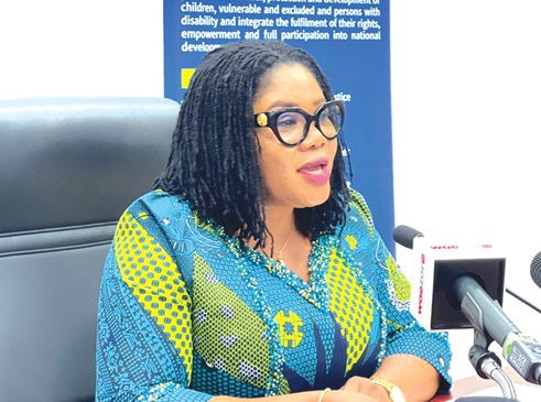 Dr Agnes Naa Momo Lartey, Minister of Gender, Children and Social Protection, addressing the press Dr Agnes Naa Momo Lartey, Minister of Gender, Children and Social Protection, addressing the press