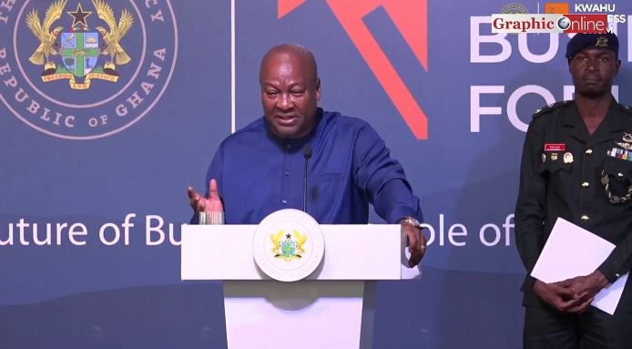 President John Dramani Mahama delivering his speech at the event President John Dramani Mahama delivering his speech at the event