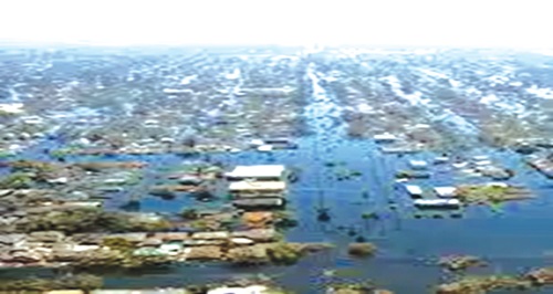 Flooding event in an urban centre