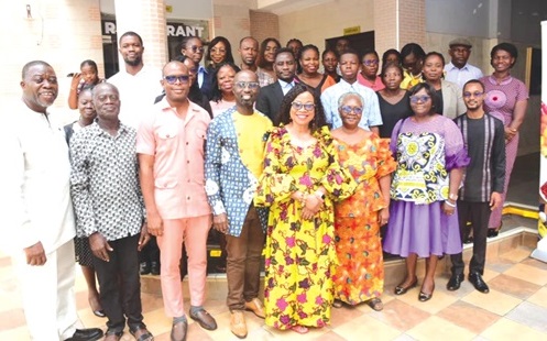 Dr Charity Binka (4th from right), Executive Director, WOMEC, with facilitators and participants in the conference    