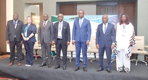 John Abdulai Jinapor (3rd from right), Minister of Energy and Green Transition, with Chafari Kanya Hanawa (right), Director-General, West African Gas Pipeline Authority; Paul Mawusi Kakatsi (2nd from right), Minister Delegate to the Minister of Mines and Energy Resources, Togo; Sediko Douka (left), ECOWAS Commissioner for Infrastructure, Energy and Digitisation, and some dignitaries after the meeting. Picture: ELVIS NII NOI DOWUONA John Abdulai Jinapor (3rd from right), Minister of Energy and Green Transition, with Chafari Kanya Hanawa (right), Director-General, West African Gas Pipeline Authority; Paul Mawusi Kakatsi (2nd from right), Minister Delegate to the Minister of Mines and Energy Resources, Togo; Sediko Douka (left), ECOWAS Commissioner for Infrastructure, Energy and Digitisation, and some dignitaries after the meeting. Picture: ELVIS NII NOI DOWUONA