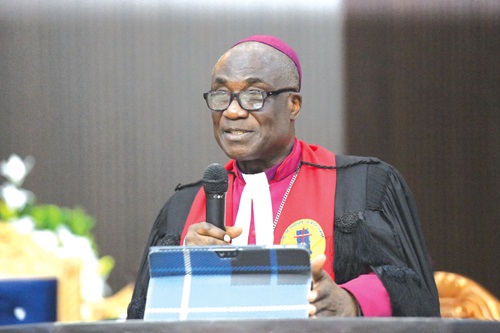 Rt. Rev. Samuel Ofori-Akyea, Bishop of Tema Diocese, delivering a speech at the 28th Methodist Synod at Community 20 in Tema. Picture: SAMUEL TEI ADANO Rt. Rev. Samuel Ofori-Akyea, Bishop of Tema Diocese, delivering a speech at the 28th Methodist Synod at Community 20 in Tema. Picture: SAMUEL TEI ADANO