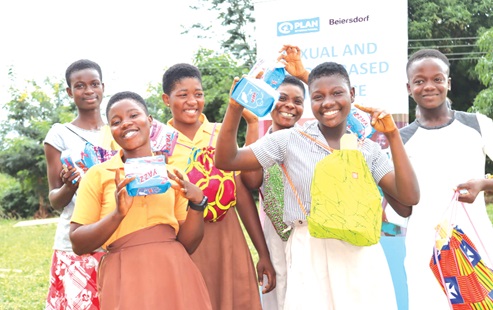 Some of the girls provided with sanitary pads by Plan International Ghana Some of the girls provided with sanitary pads by Plan International Ghana