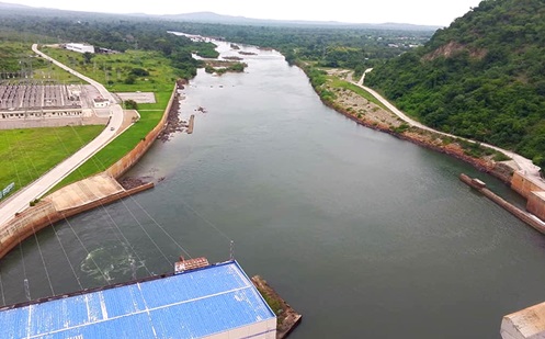 An aerial view of the Bui Dam
