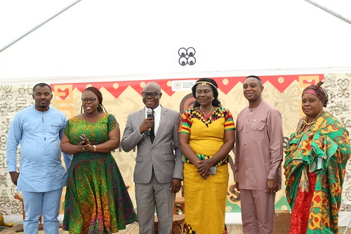 Ebenezer Ahiator,(3rd from left) Executive Director, Bureau of Ghana Languages, with Mrs Bernice Ann Deh-Kumah (3rd from), Executive Director, National Folklore board and other invited dignitaries at the launch of the story telling series; By the fire side. Ebenezer Ahiator,(3rd from left) Executive Director, Bureau of Ghana Languages, with Mrs Bernice Ann Deh-Kumah (3rd from), Executive Director, National Folklore board and other invited dignitaries at the launch of the story telling series; By the fire side.