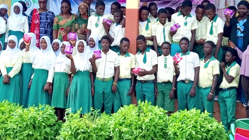 Some pupils with the dignitaries at the launch Some pupils with the dignitaries at the launch