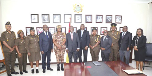 Patience Baffoe-Bonnie (4th from left), Director-General Ghana Prisons Service, and Justice Paul Baffoe-Bonnie (7th from right), acting Chief Justice, with some members of the judiciary and Prisons Directorate after their meeting Patience Baffoe-Bonnie (4th from left), Director-General Ghana Prisons Service, and Justice Paul Baffoe-Bonnie (7th from right), acting Chief Justice, with some members of the judiciary and Prisons Directorate after their meeting