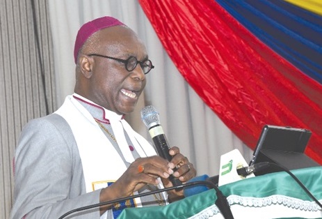 Most Rev. Prof. Johnson Asamoah-Gyadu (left), Presiding Bishop of the Methodist Church of Ghana, addressing the Lay Movement Conference Most Rev. Prof. Johnson Asamoah-Gyadu (left), Presiding Bishop of the Methodist Church of Ghana, addressing the Lay Movement Conference