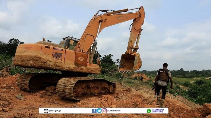 Police seize excavators in anti-galamsey operation at Manso Atobrakrom