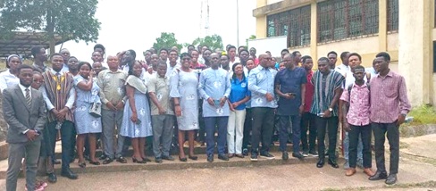 Mr Obeng-Ayirebi (middle on front row), with the Central regional branch of the GhIS Mr Obeng-Ayirebi (middle on front row), with the Central regional branch of the GhIS