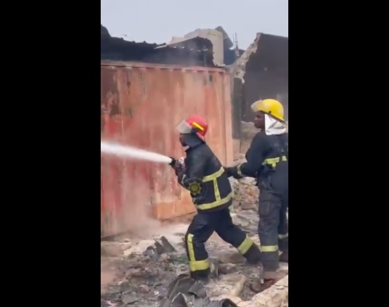 Madina washing bay fire contained, one firefighter injured