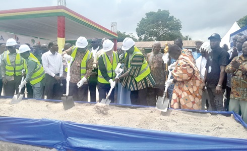 Eric Opoku (5th from left), Minister of Food and Agriculture, and other dignitaries performing the ceremonial sod-cutting for the construction of the Ashaiman Irrigation Scheme Eric Opoku (5th from left), Minister of Food and Agriculture, and other dignitaries performing the ceremonial sod-cutting for the construction of the Ashaiman Irrigation Scheme