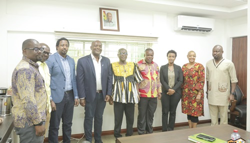 George Abradu-Otoo (middle), CEO of NAFCO, with officials from the three institutions after the meeting George Abradu-Otoo (middle), CEO of NAFCO, with officials from the three institutions after the meeting