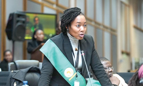 Dr Zanetor Agyemang-Rawlings, MP for Klottey-Korle and a member of the delegation to the Pan-African Parliament, speaking on the  floor of the Pan-African Parliament
