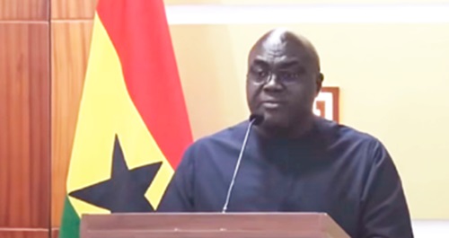 Julius Debrah, Chief of Staff, making the official announcement of the tragedy at the Jubilee House yesterday