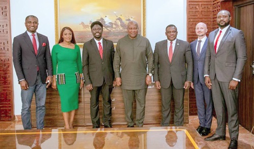 President John Dramani Mahama (middle), Samuel Nartey George, Minister of Communication, Digital Technology and Innovations, and some officials of Yango President John Dramani Mahama (middle), Samuel Nartey George, Minister of Communication, Digital Technology and Innovations, and some officials of Yango