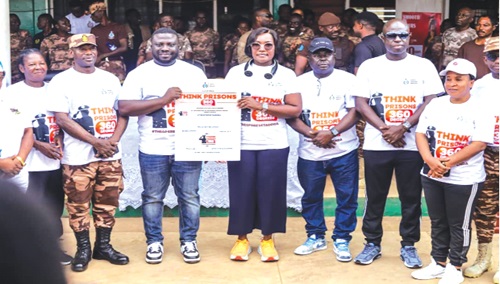 Patience Baffoe-Bonnie (4th from right), Director-General of the Ghana Prisons Service and Dr Frank Amoakohene (3rd from left), Ashanti Regional Minister, launching the Think Prisons 360 Initiative while other senior Officers of the service look on Patience Baffoe-Bonnie (4th from right), Director-General of the Ghana Prisons Service and Dr Frank Amoakohene (3rd from left), Ashanti Regional Minister, launching the Think Prisons 360 Initiative while other senior Officers of the service look on