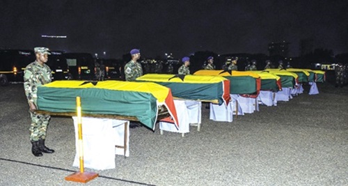 The remains of the victims at the Air Force Base in Accra The remains of the victims at the Air Force Base in Accra