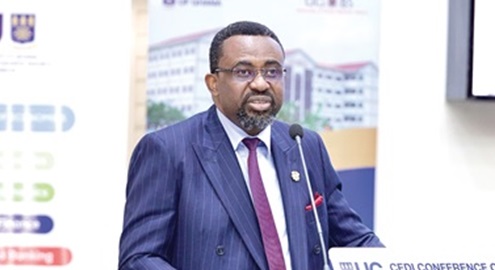 Dr Johnson Pandit Asiama, Governor, speaking at the lecture