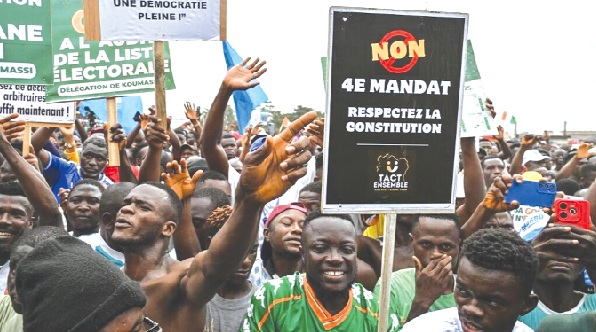 The protesters marching with placards