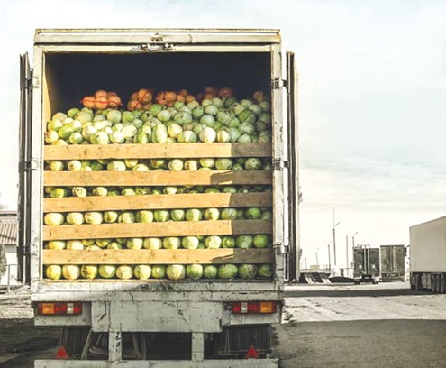 A truck load of vegetables at one of our border towns