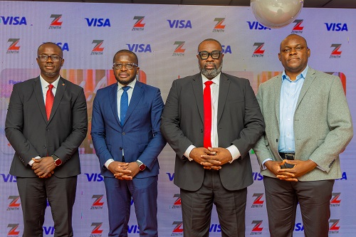 Left to right, Mr. Clifford Mensah,  Executive Director, Zenith Bank (Ghana) Ltd, Fabrice Konan - Country Manager, Visa Ghana, Mr. Kwame Adadey – Divisional Head, Zenith Bank (Ghana) Ltd and Chiedu Adudu, Director Visa Commercial Solutions