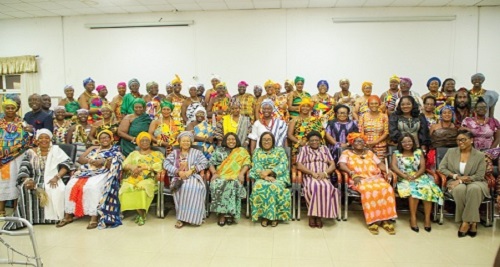 Rita Odoley Sowah (5th from left), Deputy Minister of Local Government, Chieftaincy and Religious Affairs, with Sophia Akuffo (3rd from left), Former Chief Justice, and Council of State Member; Nana Otubea II (2nd from left), President of the association and Paramount Queen mother of Nkonya Traditional Area, and officials after the event. Picture: CALEB VANDERPUYE Rita Odoley Sowah (5th from left), Deputy Minister of Local Government, Chieftaincy and Religious Affairs, with Sophia Akuffo (3rd from left), Former Chief Justice, and Council of State Member; Nana Otubea II (2nd from left), President of the association and Paramount Queen mother of Nkonya Traditional Area, and officials after the event. Picture: CALEB VANDERPUYE