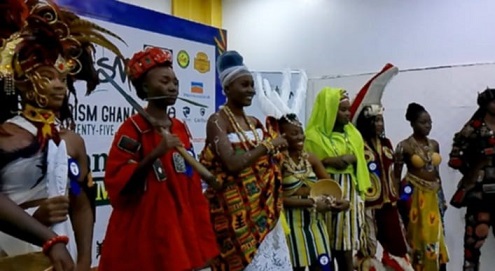 Contestants after their performances at regional costume night Miss Tourism Ghana 2025 celebrates cultural Heritage with regional costume night