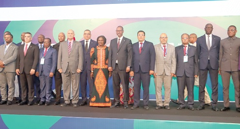 Prof. Naana Jane Opoku-Agyemang (middle), Vice-President, with Ibrahim Adem Farah (6th from right), Deputy Prime Minister, Federal Democratic Republic of Ethiopia; Carlos Vila Nova (5th from left), President of São Tomé and Príncipe; Fifi Fiavi Kwetey (right), General-Secretary, National Democratic Congress, and other dignitaries. Picture: ELVIS NII NOI DOWUONA Prof. Naana Jane Opoku-Agyemang (middle), Vice-President, with Ibrahim Adem Farah (6th from right), Deputy Prime Minister, Federal Democratic Republic of Ethiopia; Carlos Vila Nova (5th from left), President of São Tomé and Príncipe; Fifi Fiavi Kwetey (right), General-Secretary, National Democratic Congress, and other dignitaries. Picture: ELVIS NII NOI DOWUONA