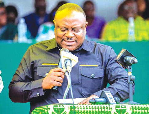 Rev. Dr Kweku Addo, Member of Parliament for Ablekuma West, giving his address at the event. Pictures: SAMUEL OHENE EWUR