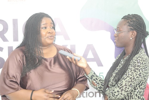 Rosalin Abigail K Nartey (left), Founder and Executive Director, Africa Dyslexia Organisation, explaining a point to Juilet Akyaa Safo, Daily Graphic reporter.  Picture: ESTHER ADJORKOR ADJEI