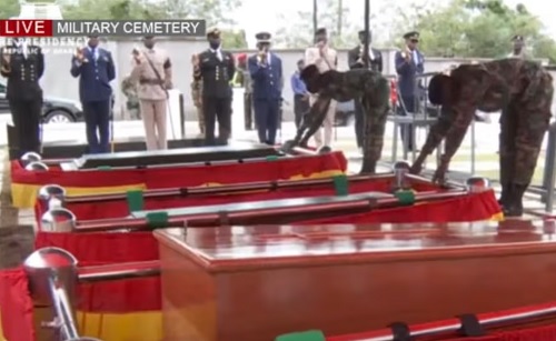 Mahama confers posthumous promotions as helicopter crash victims laid to rest Mahama confers posthumous promotions as helicopter crash victims laid to rest