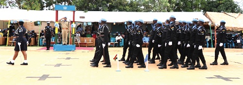 A contingent of FPU marching during the parade in Bintiu, South Sudan